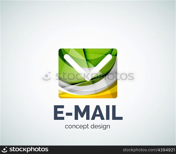 E-mail logo business branding icon, created with color overlapping elements. Glossy abstract geometric style, single logotype