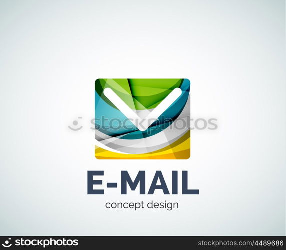 E-mail logo business branding icon, created with color overlapping elements. Glossy abstract geometric style, single logotype