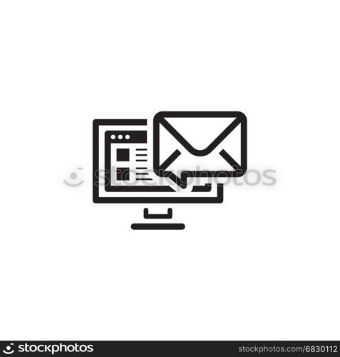 E-mail Marketing Icon. Flat Design.. E-mail Marketing Icon. Business and Finance. Isolated Illustration. Desktop computer with e-mail notification.