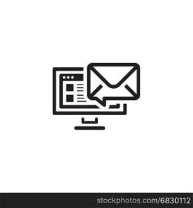E-mail Marketing Icon. Flat Design.. E-mail Marketing Icon. Business and Finance. Isolated Illustration. Desktop computer with e-mail notification.