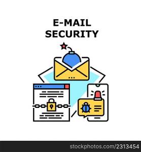 E-mail Security Vector Icon Concept. E-mail Security Technology And Software For Protect Private Information And Computer Digital System From Virus And Spyware. Safety App Color Illustration. E-mail Security Vector Concept Color Illustration
