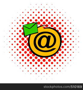 E-mail sign icon in comics style isolated on white background. E-mail sign icon, comics style