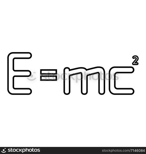 E=mc squared Energy formula physical law E=mc? sign e equal mc 2 Education concept Theory of relativity icon outline black color vector illustration flat style simple image
