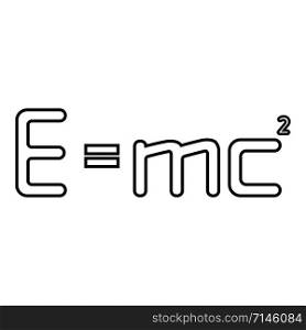E=mc squared Energy formula physical law E=mc? sign e equal mc 2 Education concept Theory of relativity icon outline black color vector illustration flat style simple image