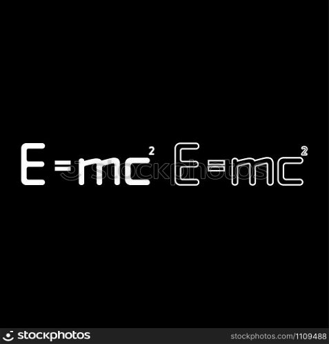 E=mc squared Energy formula physical law sign e equal mc 2 Education concept Theory of relativity icon outline set white color vector illustration flat style simple image