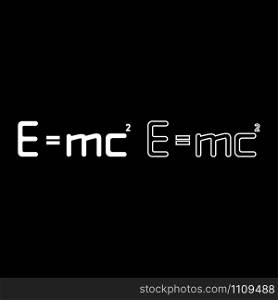 E=mc squared Energy formula physical law sign e equal mc 2 Education concept Theory of relativity icon outline set white color vector illustration flat style simple image