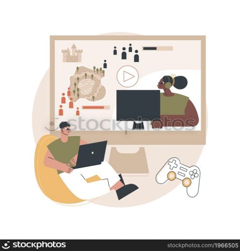E-sport game streaming abstract concept vector illustration. Esport live game show, online streaming business, solutions for recording of competitive gaming, global entertainment abstract metaphor.. E-sport game streaming abstract concept vector illustration.