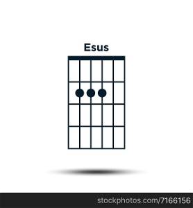 E sus, Basic Guitar Chord Chart Icon Vector Template