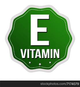 E Vitamin label or sticker on white background, vector illustration