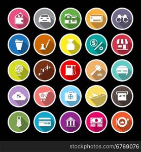 E wallet flat icons with long shadow, stock vector