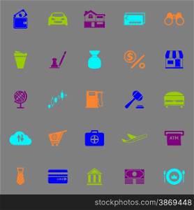 E wallet icons fluorescent color on gray background, stock vector