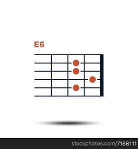 E6, Basic Guitar Chord Chart Icon Vector Template