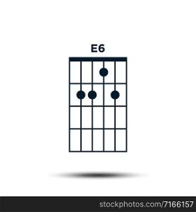 E6, Basic Guitar Chord Chart Icon Vector Template