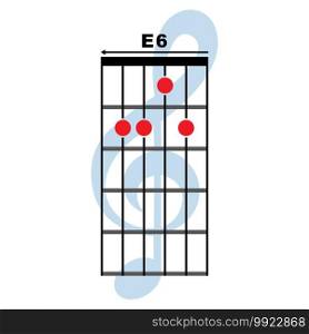 E6 guitar chord icon. Basic guitar chord vector illustration symbol design