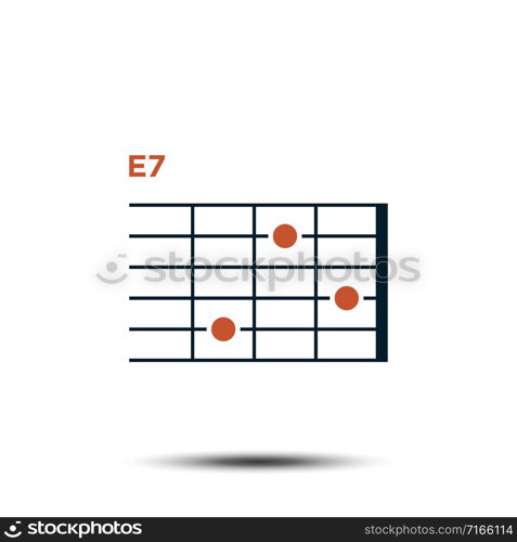 E7, Basic Guitar Chord Chart Icon Vector Template