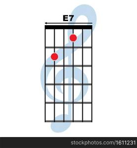 E7 guitar chord icon. Basic guitar chord vector illustration symbol design