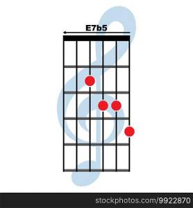 E7b5 guitar chord icon. Basic guitar chord vector illustration symbol design