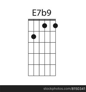 E7b9 guitar chord icon vector illustration design