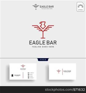 eagle bar drink premium logo template vector illustration with business card icon elements isolated. eagle bar drink premium logo template vector illustration