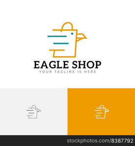 Eagle Bird Shop Marketplace Shopping Bag Monoline Fast Delivery Logo