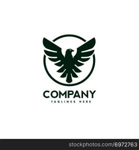 eagle bird with circle logo . creative hawk logotype , phoenix bird illustration logo