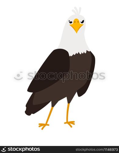 Eagle cartoon bird icon on white background, vector illustration. Eagle cartoon bird icon