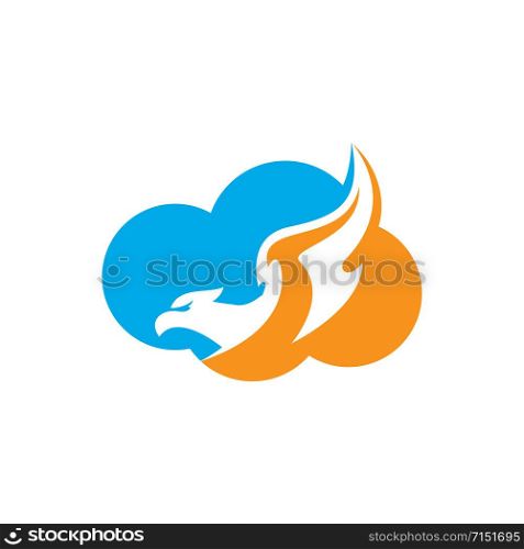 Eagle cloud logo design concept. Bird and travel vector logo design template.