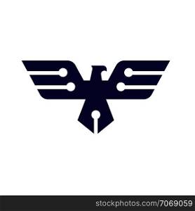 Eagle electronic Template, Hawk mascot graphic, bald eagle vector logo, eagle technology concept vector logo, creative and modern eagle bird logo vector