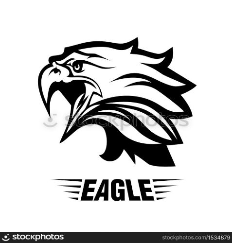 Eagle Head Fly Logo Black Icon Tattoo Vector Illustration
