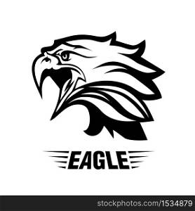 Eagle Head Fly Logo Black Icon Tattoo Vector Illustration
