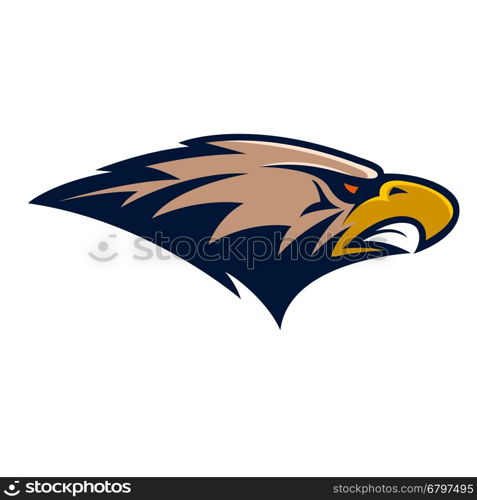 Eagle head. Sport team or club mascot. Design element for logo, label, emblem, sign. Vector illustration.