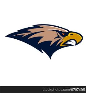 Eagle head. Sport team or club mascot. Design element for logo, label, emblem, sign. Vector illustration.