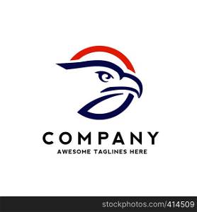 eagle heads with circle logo, creative falcon head logotype with ellipse, eagle head illustration