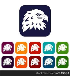 Eagle icons set vector illustration in flat style In colors red, blue, green and other. Eagle icons set flat