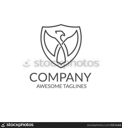 Eagle logo template design with a shield outline style
