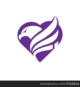 Eagle Love Logo Design. Eagle symbol with love logo.