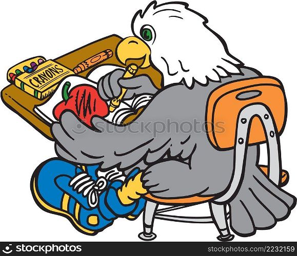 Eagle Mascot at School Vector Illustration