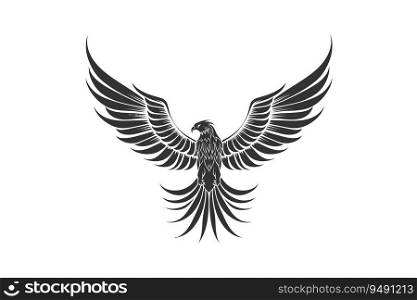 Eagle rising Wings Logo silhouette. Vector illustration design.