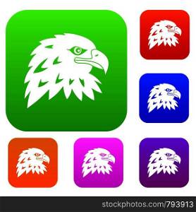 Eagle set icon color in flat style isolated on white. Collection sings vector illustration. Eagle set color collection