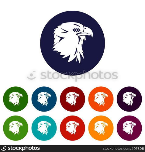 Eagle set icons in different colors isolated on white background. Eagle set icons