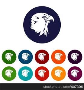 Eagle set icons in different colors isolated on white background. Eagle set icons