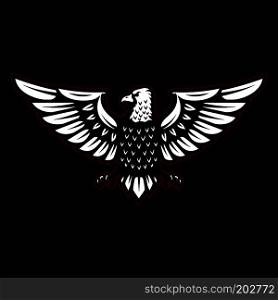 Eagle sign on black background. Design element for logo, label, emblem, sign, t shirt. Vector illustration