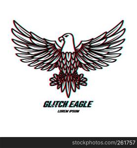 Eagle sign with glitch effect. Design element for logo, label, emblem, poster, t shirt. Vector illustration