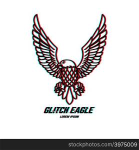 Eagle sign with glitch effect. Design element for logo, label, emblem, poster, t shirt. Vector illustration