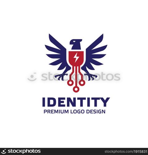 Eagle Tech Logo Template Design Vector, eagle power tech Emblem, Design Concept, Creative Symbol