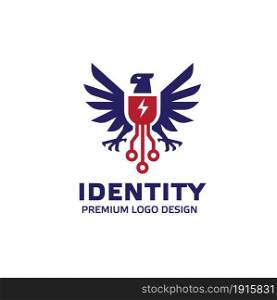 Eagle Tech Logo Template Design Vector, eagle power tech Emblem, Design Concept, Creative Symbol