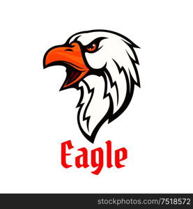 Eagle vector emblem. Falcon sign for team mascot shield, icon, badge, label and tattoo. Hawk graphic symbol. Scout, patriotic and guard concept. Eagle vector emblem. Hawk graphic symbol