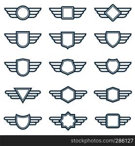Eagle wings army vector badges. Aviation wing labels. Winged pilot emblems. Label and insignia military illustration. Eagle wings army vector badges. Aviation wing labels. Winged pilot emblems