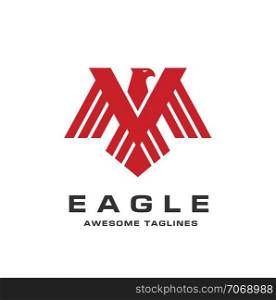 Eagle with creative wings logo Template, Hawk mascot graphic