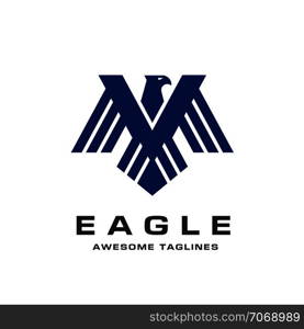 Eagle with creative wings logo Template, Hawk mascot graphic, bald eagle vector logo, eagle technology concept vector logo,creative and modern eagle bird logo vector
